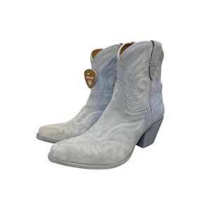 Ariat  Western Embroidered Blue Suede Booties Size 6